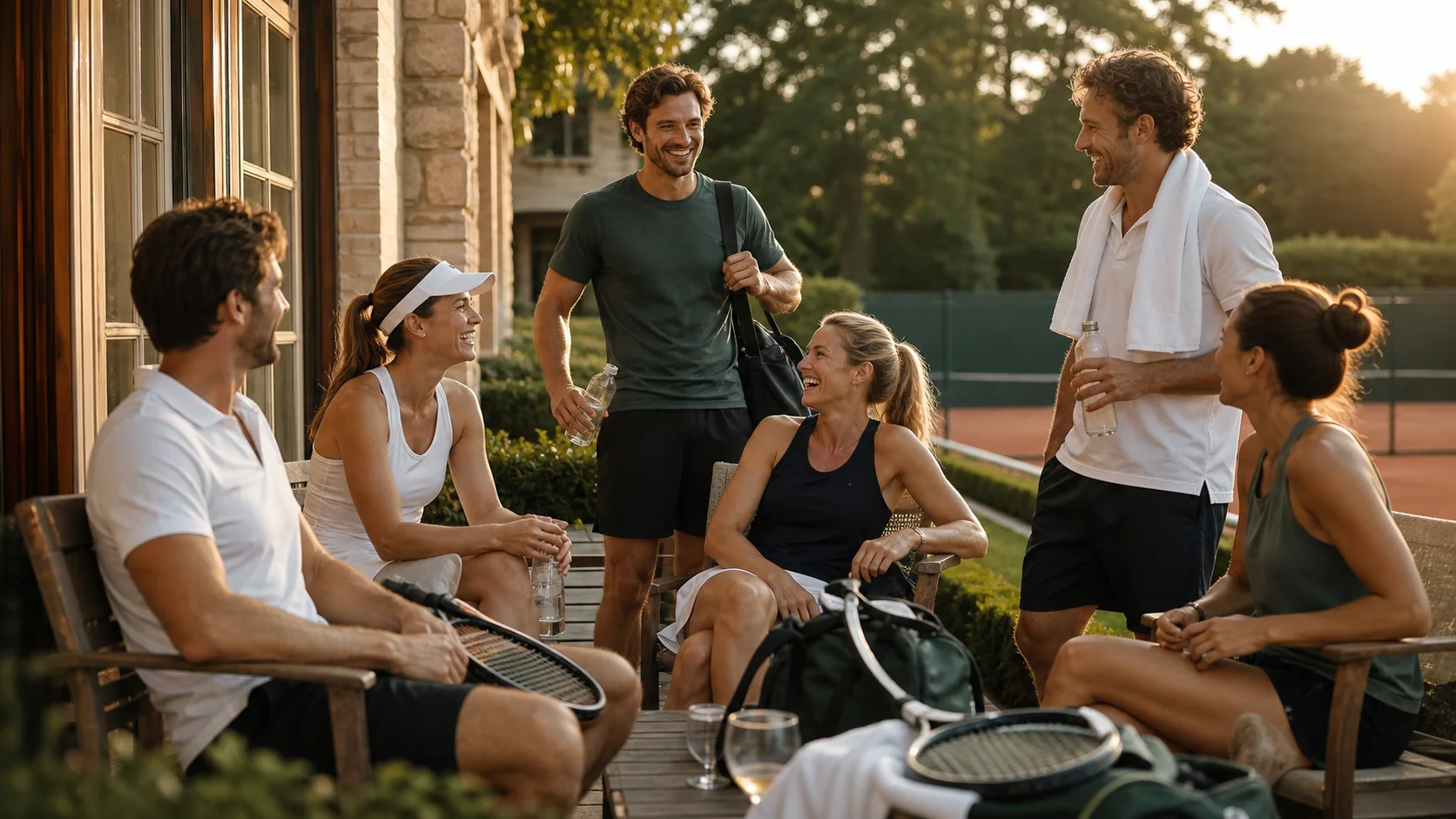 Участники Tennis Pride отдыхают после игры